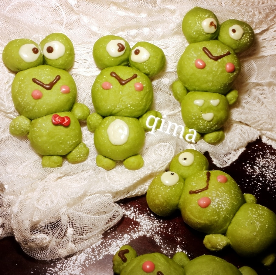 呱呱呱呱萌萌哒可爱抹茶青蛙面包