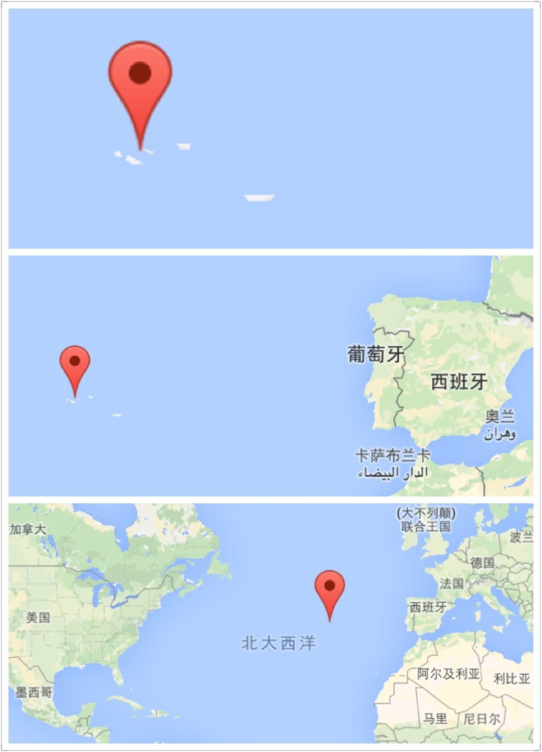 亚速尔群岛地图位置图片