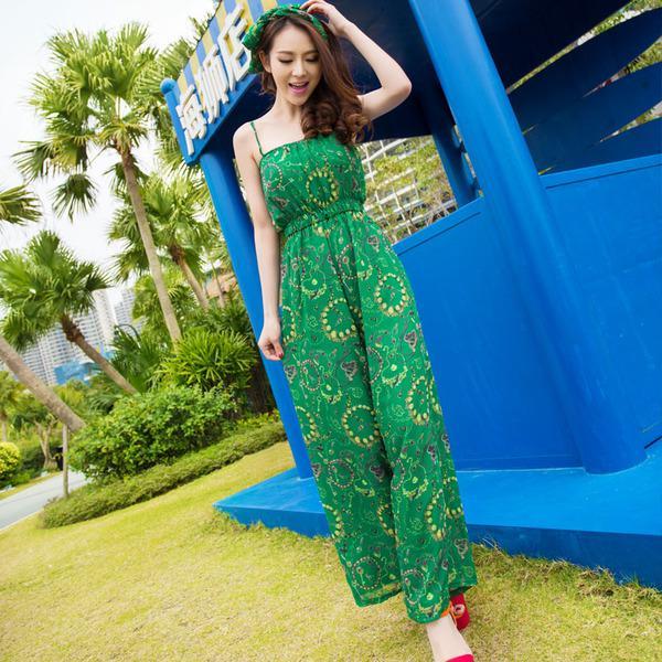 2,雪纺连体裤阔腿裤女连体裙裤夏装长裤4,时尚韩版宽松显瘦套装裙裤竖