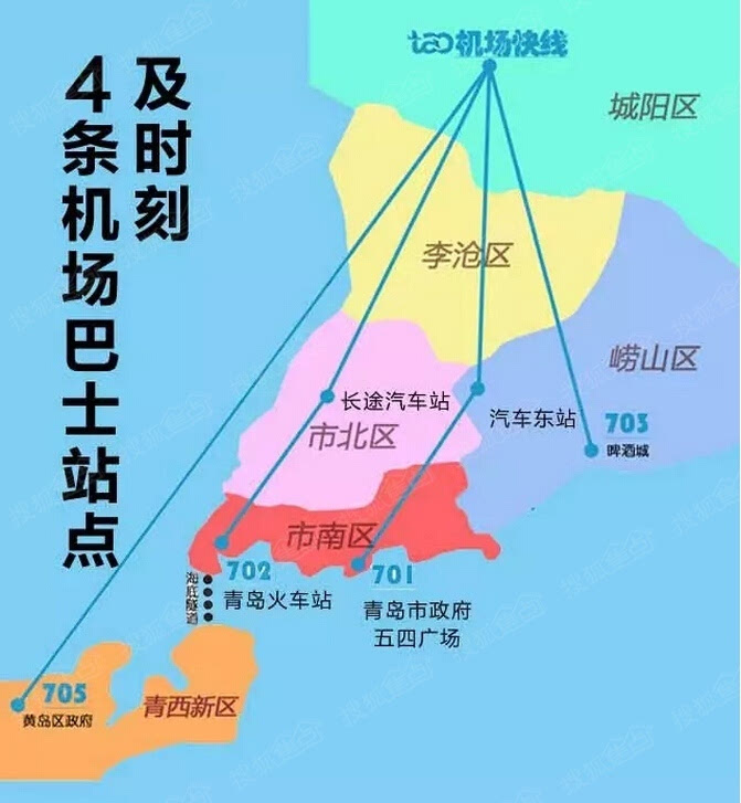 青岛机场4条巴士新站点和时刻都在这儿