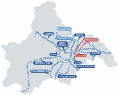 成都市鐵路樞紐規劃建設示意圖