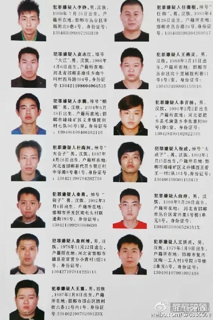 邯郸警方发布通缉令 对在逃嫌疑犯进行网上通缉