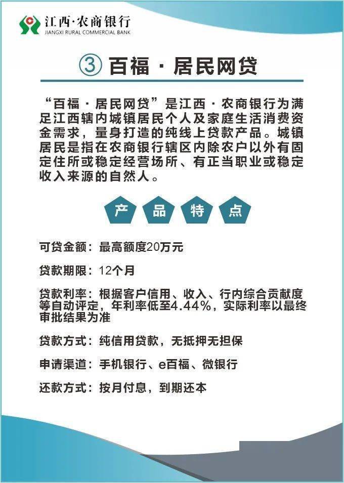 04百福·居民易贷“百福·居民易贷”是江西·农商银行为满足江西辖内城镇